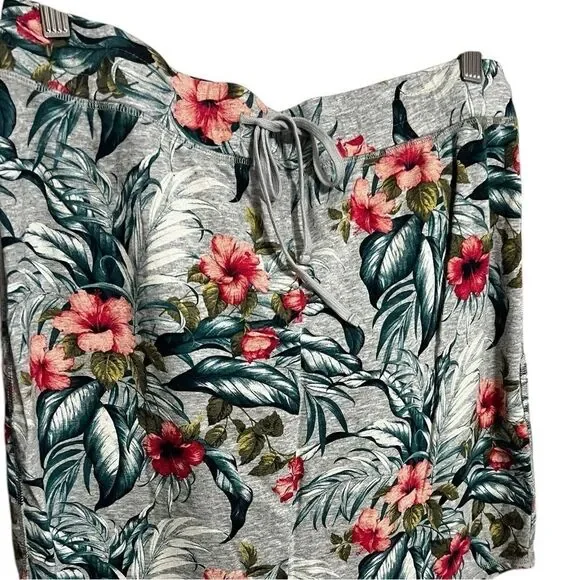 Tommy Bahama floral jersey skirt hibiscus print gray medium cotton drawstring - Picture 2 of 9